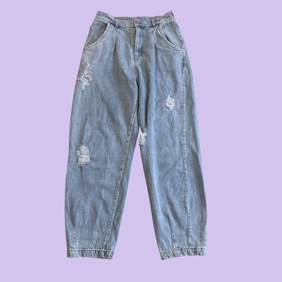 Aaron & Amber distressed high waisted tapered slouchy balloon mom jean small 27" - Picture 2 of 6